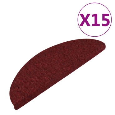vidaXL Πατάκια Σκάλας Αυτοκόλλητα 15 τεμ. Κόκκινα 65x22,5x3,5 εκ.
