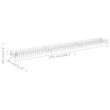 vidaXL Συρματοκιβώτιο-Γλάστρα Υπερυψωμένη 270x30x10 εκ. Γαλβ. Χάλυβας