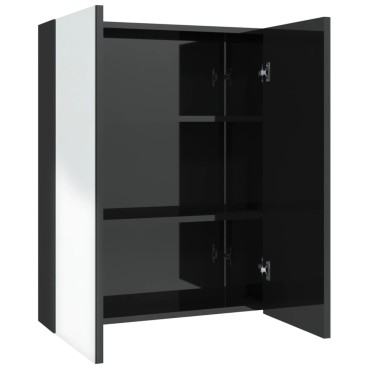 vidaXL Ντουλάπι Μπάνιου με Καθρέφτη 60x15x75cm Λαμπερό Μαύρο από MDF 1 τεμ.