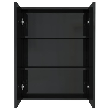 vidaXL Ντουλάπι Μπάνιου με Καθρέφτη 60x15x75cm Λαμπερό Μαύρο από MDF 1 τεμ.