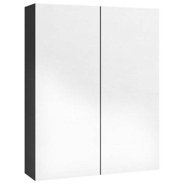 vidaXL Ντουλάπι Μπάνιου με Καθρέφτη 60x15x75cm Λαμπερό Μαύρο από MDF 1 τεμ.