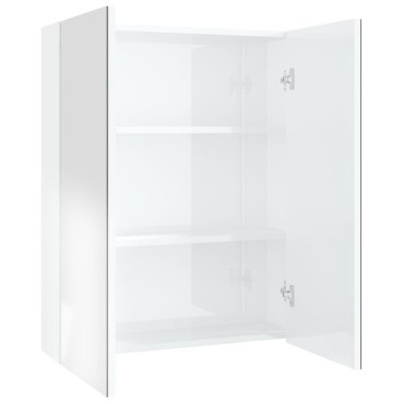 vidaXL Ντουλάπι Μπάνιου με Καθρέφτη 60x15x75cm Λαμπερό Λευκό από MDF 1 τεμ.