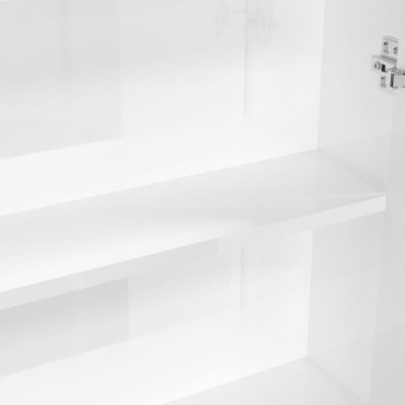vidaXL Ντουλάπι Μπάνιου με Καθρέφτη 60x15x75cm Λαμπερό Λευκό από MDF 1 τεμ.