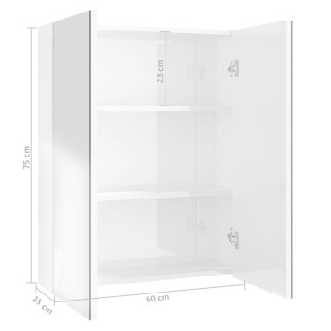 vidaXL Ντουλάπι Μπάνιου με Καθρέφτη 60x15x75cm Λαμπερό Λευκό από MDF 1 τεμ.