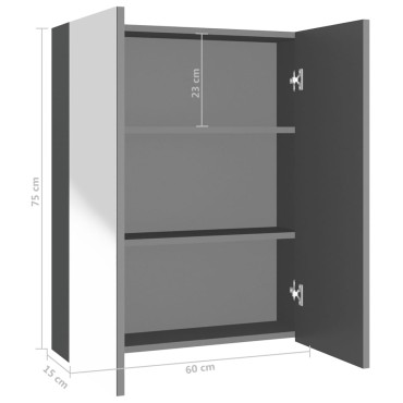 vidaXL Ντουλάπι Μπάνιου με Καθρέφτη Ανθρακί 60x15x75cm από MDF 1 τεμ.