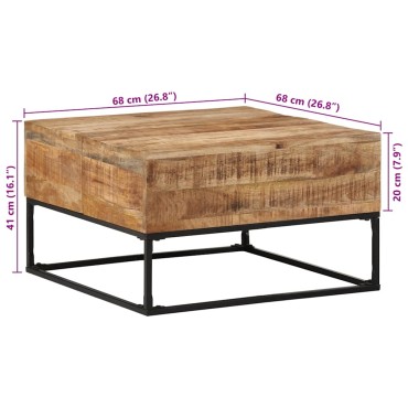 vidaXL Τραπεζάκι Σαλονιού 68x68x41cm από Ακατέργαστο Ξύλο Μάνγκο 1 τεμ.