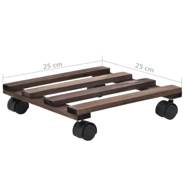 vidaXL Βάσεις για Γλάστρες με Ρόδες 4 τεμ. 25 x 25 εκ. από Ξύλο Κέδρου