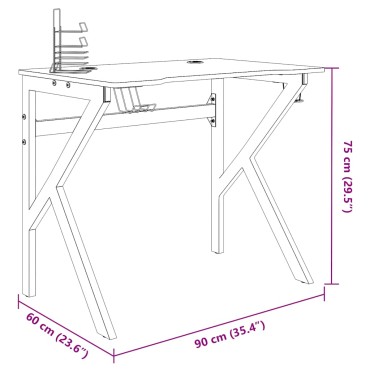 vidaXL Γραφείο Gaming Μαύρο 90x60x75cm με Πόδια σε Σχήμα Κ 1 τεμ.