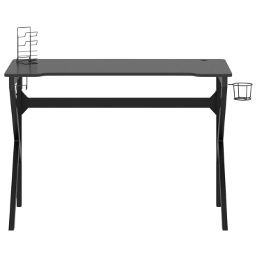 vidaXL Γραφείο Gaming Μαύρο 110x60x75cm με Πόδια σε Σχήμα Κ 1 τεμ.