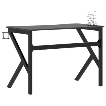 vidaXL Γραφείο Gaming Μαύρο 110x60x75cm με Πόδια σε Σχήμα Κ 1 τεμ.