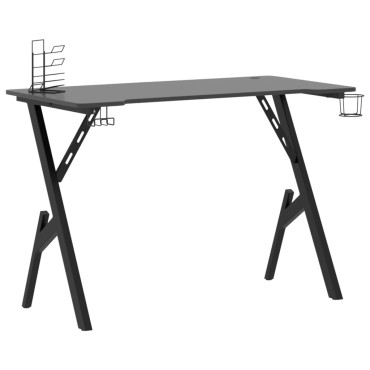 vidaXL Γραφείο Gaming Μαύρο 110x60x75cm με Πόδια σε Σχήμα Υ 1 τεμ.
