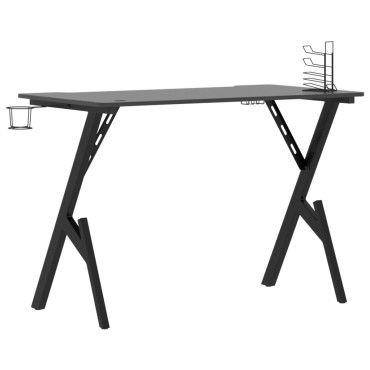 vidaXL Γραφείο Gaming Μαύρο 110x60x75cm με Πόδια σε Σχήμα Υ 1 τεμ.