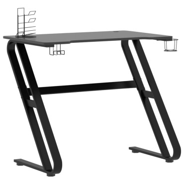 vidaXL Γραφείο Gaming Μαύρο 90x60x75cm με Πόδια σε Σχήμα ΖΖ 1 τεμ.
