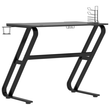 vidaXL Γραφείο Gaming Μαύρο 90x60x75cm με Πόδια σε Σχήμα ΖΖ 1 τεμ.