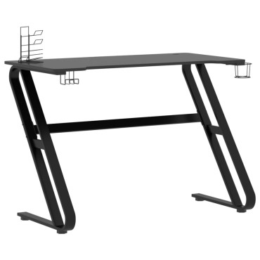 vidaXL Γραφείο Gaming Μαύρο 110x60x75cm με Πόδια σε Σχήμα ΖΖ 1 τεμ.