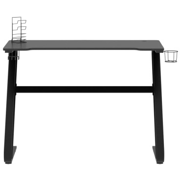 vidaXL Γραφείο Gaming Μαύρο 110x60x75cm με Πόδια σε Σχήμα ΖΖ 1 τεμ.