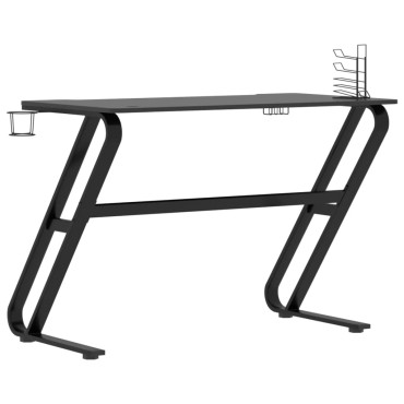 vidaXL Γραφείο Gaming Μαύρο 110x60x75cm με Πόδια σε Σχήμα ΖΖ 1 τεμ.