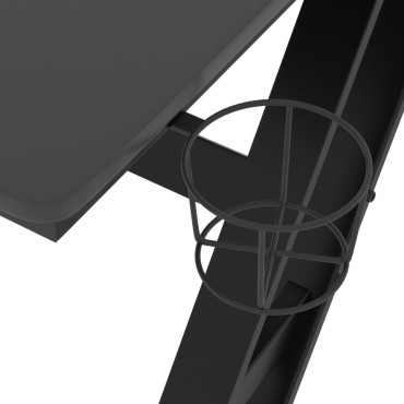 vidaXL Γραφείο Gaming Μαύρο 110x60x75cm με Πόδια σε Σχήμα ΖΖ 1 τεμ.
