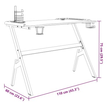 vidaXL Γραφείο Gaming με LED Μαύρο 110x60x75cm σε Σχήμα Υ 1 τεμ.