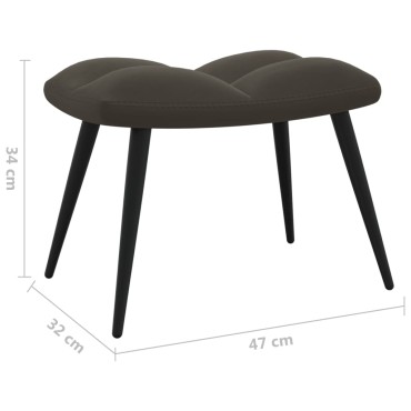 vidaXL Πολυθρόνα Relax Σκούρο Γκρι Βελούδινη με Σκαμπό 61x70x96,5cm 1 τεμ.