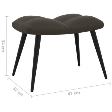 vidaXL Πολυθρόνα Relax Σκούρο Γκρι Βελούδινη με Σκαμπό 61x70x96,5cm 1 τεμ.