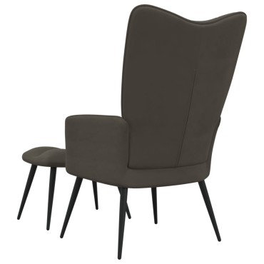 vidaXL Πολυθρόνα Relax Σκούρο Γκρι Βελούδινη με Σκαμπό 61x70x96,5cm 1 τεμ.