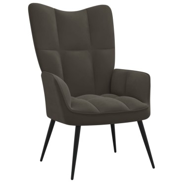 vidaXL Πολυθρόνα Relax Σκούρο Γκρι Βελούδινη με Σκαμπό 61x70x96,5cm 1 τεμ.
