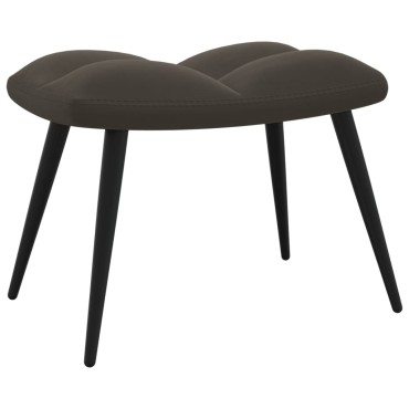 vidaXL Πολυθρόνα Relax Σκούρο Γκρι Βελούδινη με Σκαμπό 61x70x96,5cm 1 τεμ.