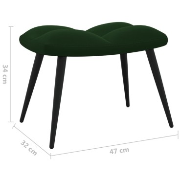vidaXL Πολυθρόνα Relax Σκούρο Πράσινο Βελούδινη με Σκαμπό 61x70x96,5cm 1 τεμ.