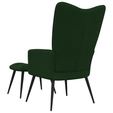 vidaXL Πολυθρόνα Relax Σκούρο Πράσινο Βελούδινη με Σκαμπό 61x70x96,5cm 1 τεμ.