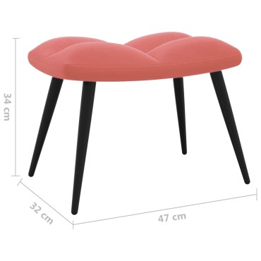 vidaXL Πολυθρόνα Relax Ροζ Βελούδινη με Σκαμπό 61x70x96,5cm 1 τεμ.