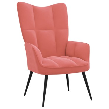 vidaXL Πολυθρόνα Relax Ροζ Βελούδινη με Σκαμπό 61x70x96,5cm 1 τεμ.