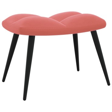 vidaXL Πολυθρόνα Relax Ροζ Βελούδινη με Σκαμπό 61x70x96,5cm 1 τεμ.