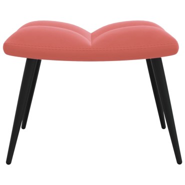 vidaXL Πολυθρόνα Relax Ροζ Βελούδινη με Σκαμπό 61x70x96,5cm 1 τεμ.