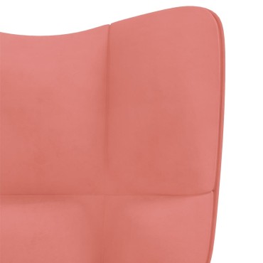vidaXL Πολυθρόνα Relax Ροζ Βελούδινη με Σκαμπό 61x70x96,5cm 1 τεμ.