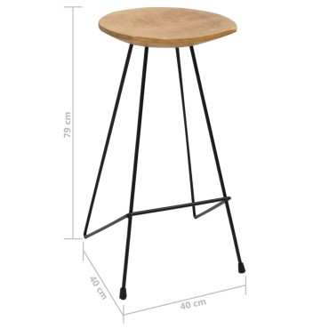 vidaXL Σκαμπό Μπαρ 2 τεμ. από Μασίφ Ξύλο Teak 40x40x79cm