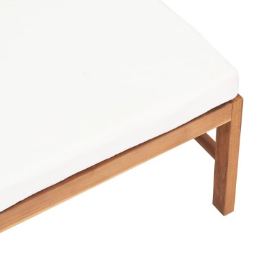 vidaXL Υποπόδιο από Μασίφ Ξύλο Teak με Κρεμ Μαξιλάρι 62,5x62,5x30cm