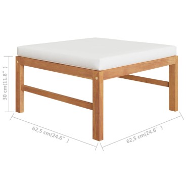 vidaXL Υποπόδιο από Μασίφ Ξύλο Teak με Κρεμ Μαξιλάρι 62,5x62,5x30cm
