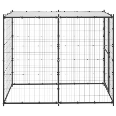 vidaXL Κλουβί Σκύλου Εξ. Χώρου Ατσάλι 110 x 220 x 180 εκ. με Στέγαστρο