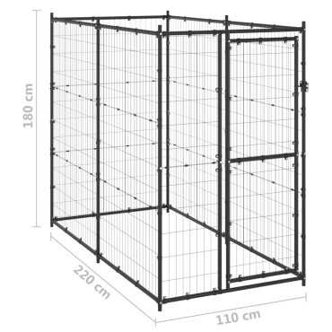 vidaXL Κλουβί Σκύλου Εξ. Χώρου Ατσάλι 110 x 220 x 180 εκ.