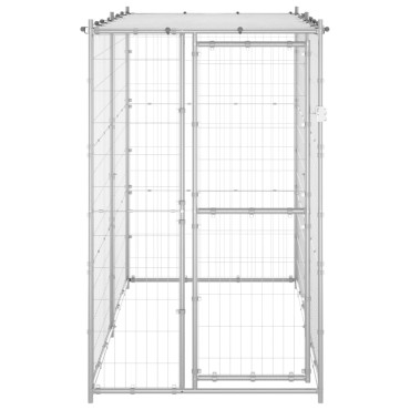 vidaXL Κλουβί Σκύλου Εξ. Χώρου Γαλβαν. Χάλυβας 110x220x180εκ Στέγαστρο