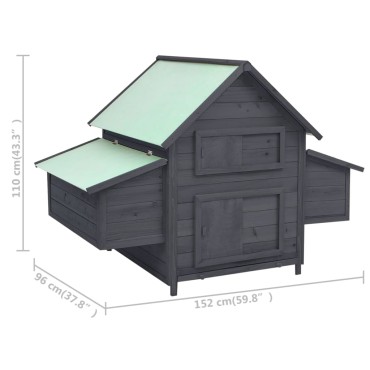 vidaXL Κοτέτσι Γκρι & Λευκό 150 x 96 x 110 εκ. από Μασίφ Ξύλο Ελάτης