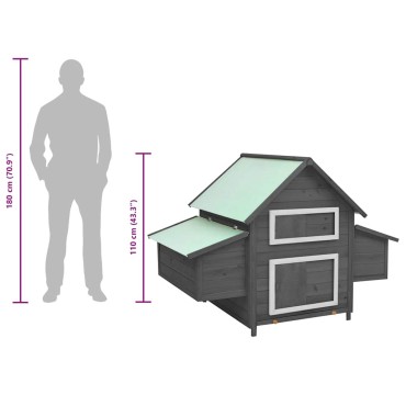 vidaXL Κοτέτσι Γκρι & Λευκό 150 x 96 x 110 εκ. από Μασίφ Ξύλο Ελάτης