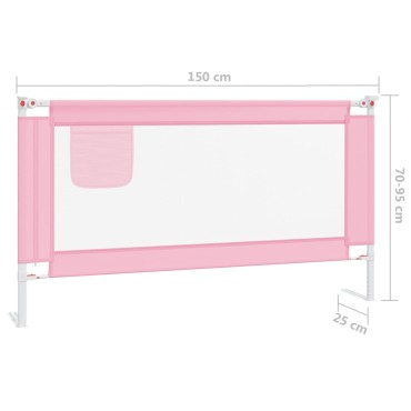vidaXL Μπάρα Κρεβατιού Προστατευτική Ροζ 150 x 25 εκ. Υφασμάτινη