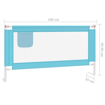 vidaXL Μπάρα Κρεβατιού Προστατευτική Μπλε 160 x 25 εκ. Υφασμάτινη