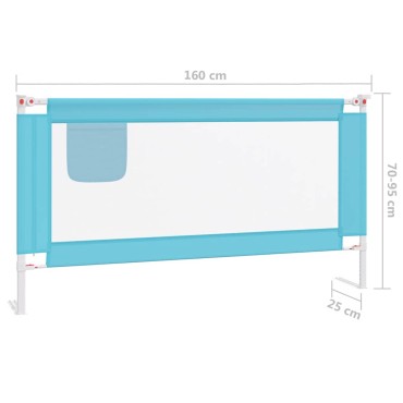 vidaXL Μπάρα Κρεβατιού Προστατευτική Μπλε 160 x 25 εκ. Υφασμάτινη