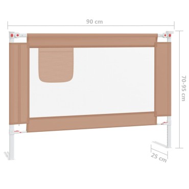 vidaXL Μπάρα Κρεβατιού Προστατευτική Taupe 90 x 25 εκ. Υφασμάτινη
