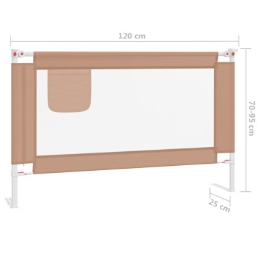 vidaXL Μπάρα Κρεβατιού Προστατευτική Taupe 120 x 25 εκ. Υφασμάτινη