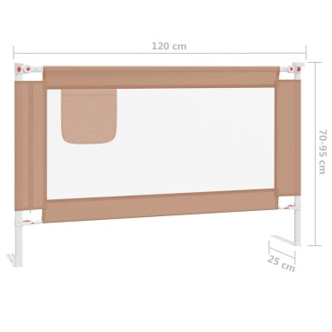 vidaXL Μπάρα Κρεβατιού Προστατευτική Taupe 120 x 25 εκ. Υφασμάτινη