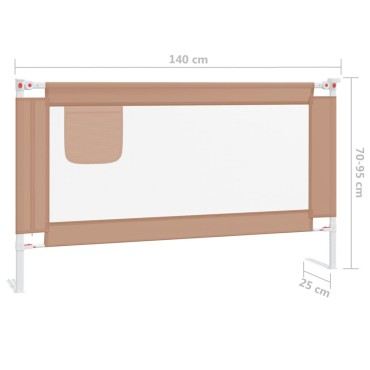 vidaXL Μπάρα Κρεβατιού Προστατευτική Taupe 140 x 25 εκ. Υφασμάτινη